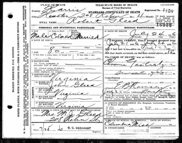 40394_b061815-02691 The Death Certificate of Robert Gleed