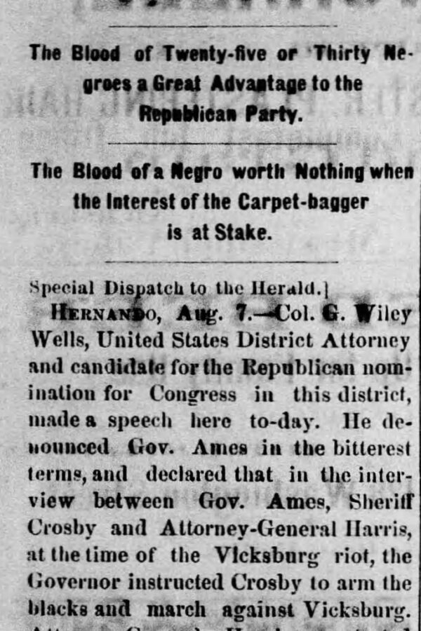 The Vicksburg (MS) Herald, Aug 8, 1875.