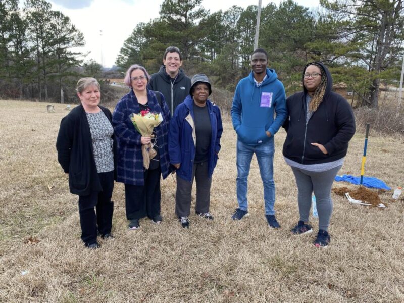 The team at the dedication of Nathan Beauregard's headstone