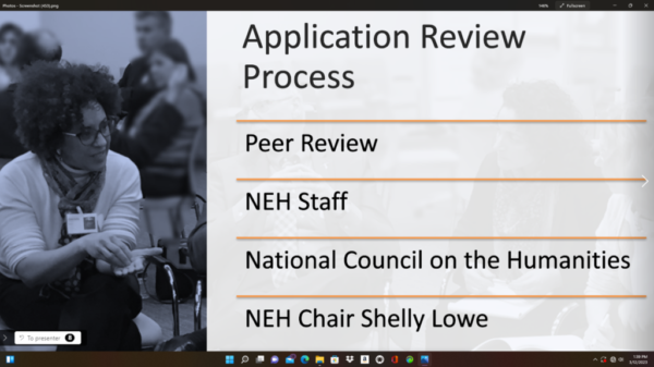 Screenshot of the NEH Webinar